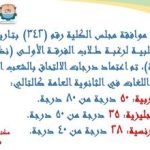 اعتماد درجات الالتحاق بالشعب الداخلية