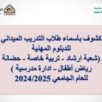 التدريب الميداني لطلاب الدبلوم المهنية للعام الجامعي 2024/2025